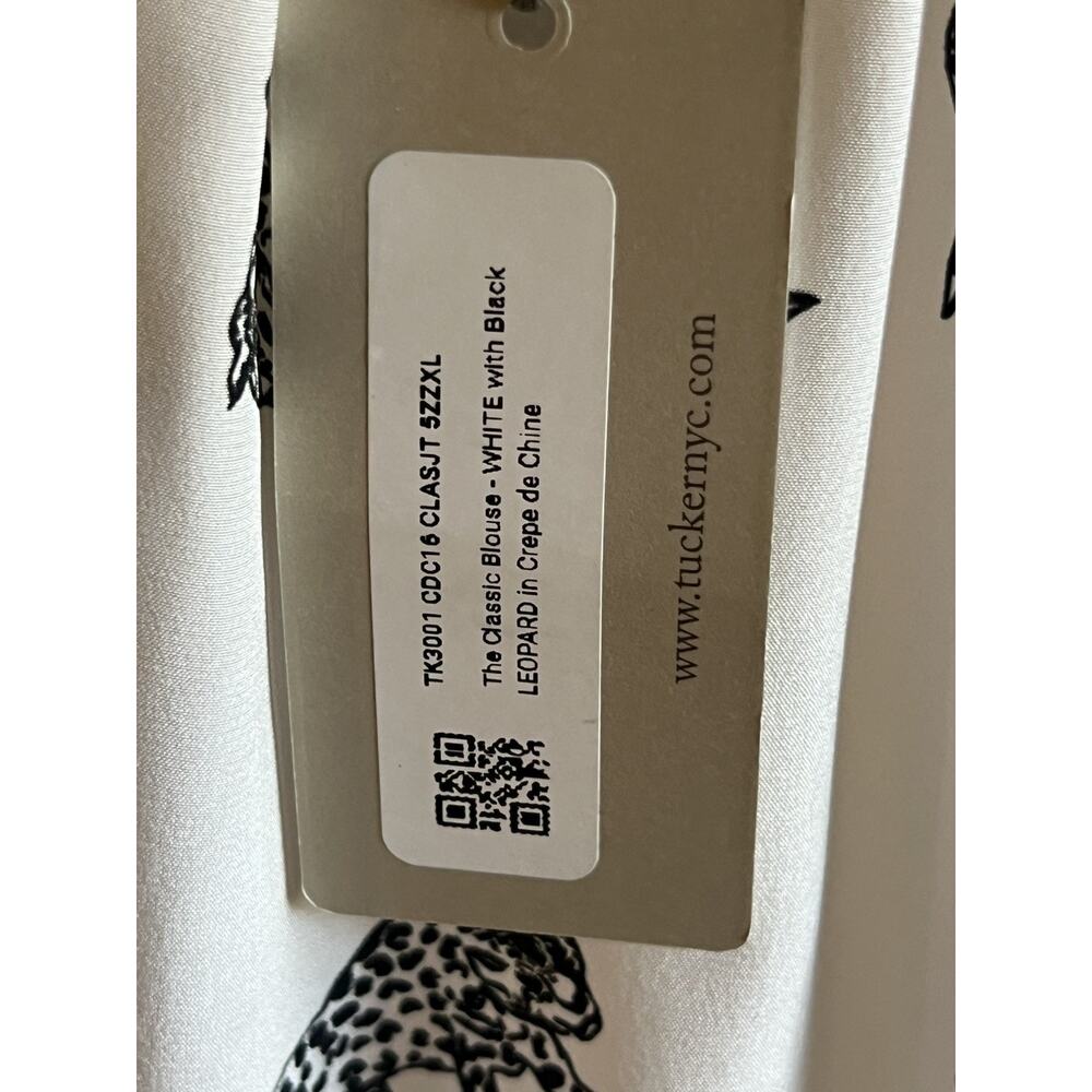 Tucker NYC White Black Long Sleeve Silk Leopard Print Blouse Flowy Boho Size XL - Picture 6 of 6